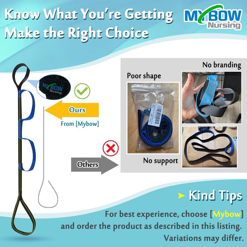 Mybow Leg Lifter Strap for After Knee Surgery Hip Replacement Recovery Kit Medical Leg Loop Lifter Pull Strap Lift Assist Rigid Foot Lifter for Disabled Elderly Adults Handicap Mobility Aids Portable Lifter - Image 2
